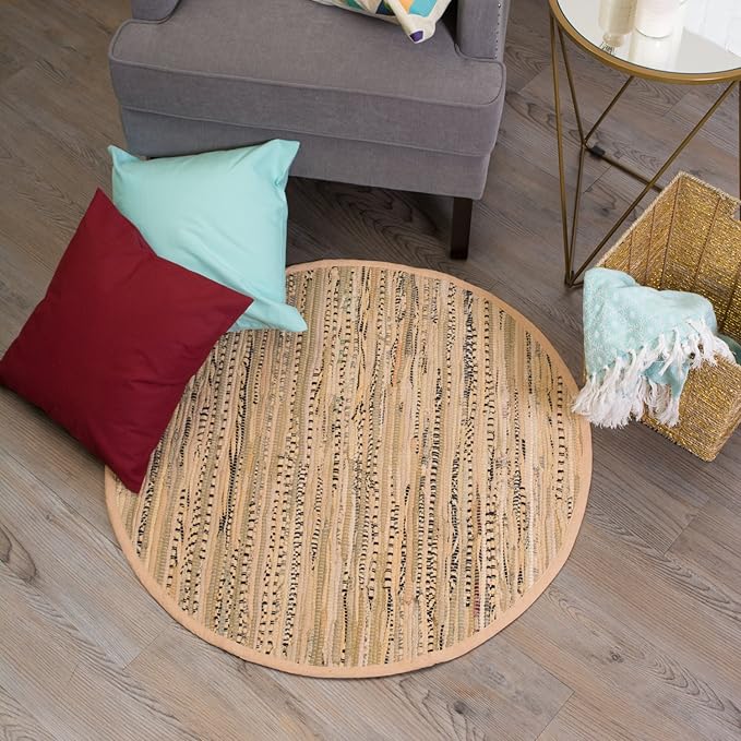 DII Chindi Home Collection Handwoven Multicolor Area Rag Rug, 36" Round, Taupe