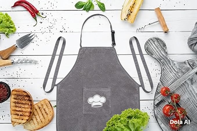 Abstract Terry Cotton Aprons For Cooking - Chef Apron with Pocket Adjustable Neck Strap - Kitchen Apron Men Women - 24"x28"