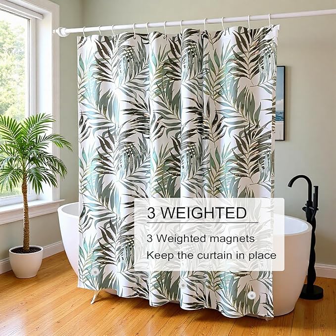 TIKABC Shower Curtain Liner, 4G PEVA Shower Liner, Plastic Waterproof Shower Curtains, 72x72 inch with Grommet Holes 3 Magnetic Weights