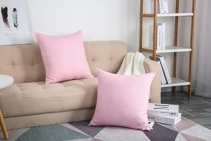 TangDepot 100% Cotton Solid Throw Pillow Cover 12x12 Salmon Pink | 100% cotton, same-color zip, machine wash & air dry. For living room, bedroom, office, car. 42 colors, 44 sizes. Cover only.