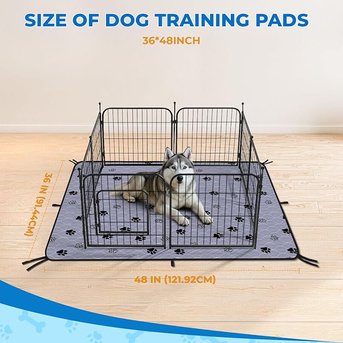 Fostanfly Washable Pee Pads for Dogs, 2 Pack 36"x48" Superior Reusable Puppy Pads, Waterproof Protects Against Urine Leakage, Non-Slip Grip Prevents Slipping and Bunching for Dog Training