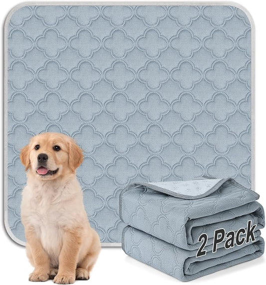 FunFurry Washable Pee Pads for Dogs - 2 Pack Reusable, Waterproof Puppy Pads, Super Absorbent with Dog Paw Shape Non-Slip Backing (Light Grey, 31" X 36" - 2 Pack)