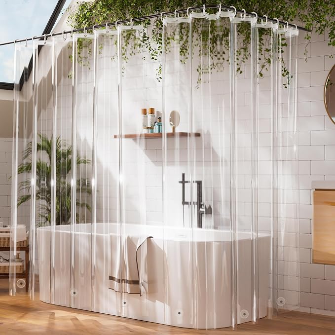Stall Shower Curtain Liner 36x72 Inches, Clear Lightweight PEVA Plastic Shower Curtain with 2 Extra Strong Magnets & 6 Metal Grommets, Waterproof Shower Liner Narrow 36 Inch for Small Bathroom-Clear