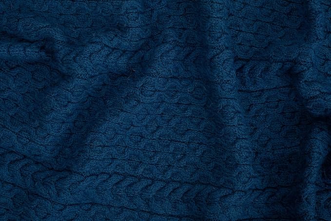 SAOL Bed Throw Blanket Irish Aran 100% Soft Merino Wool 60x36 Inches (Teal)