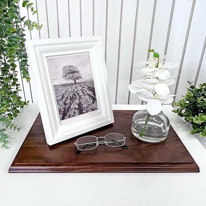 Plymor Solid Walnut Rectangular Wood Display Base with Ogee Edge, 16.75" W x 10.5" D x 0.75" H, Pack of 2
