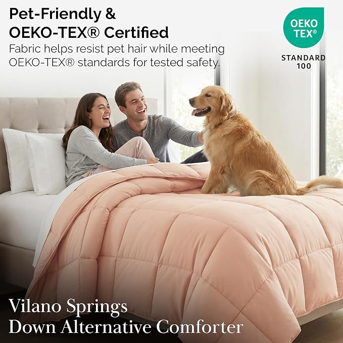 Southshore Fine Living, Inc. Pink Comforter, Twin Size Bedding Comforters, Cozy, Down Alternative Fluffy Comforter, Machine Washable Twin XL Comforters, Pet Hair Resistant Bedding, Blush