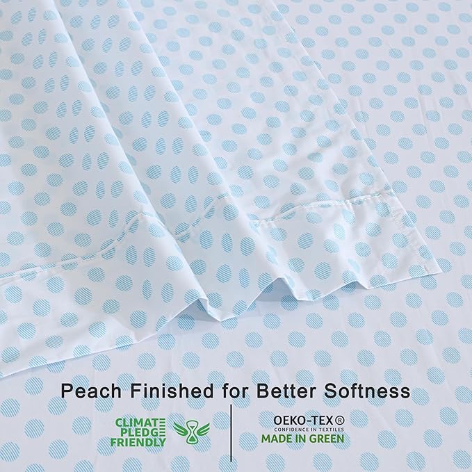 RUVANTI 100% Cotton Organic Percale Sheets King Size – Crisp Cooling Bed Sheets for Hot Sleepers, Deep Pocket 15”, Soft Peach Finish, Breathable & Durable Hotel-Style 4 Pcs, Circle Imprint