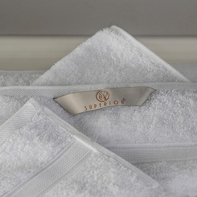 Superior Organic Cotton Solid Towel Set, 12PC, White 12 Piece