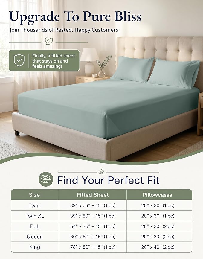 LANE LINEN 100% Organic Cotton Fitted Sheet Full Size Set (No Flat Sheet) - Soft & Breathable Percale Weave Fitted Sheet Set With Snug Fit Pillowcase - 15'' Deep Pocket - GOTS Certified - French Blue