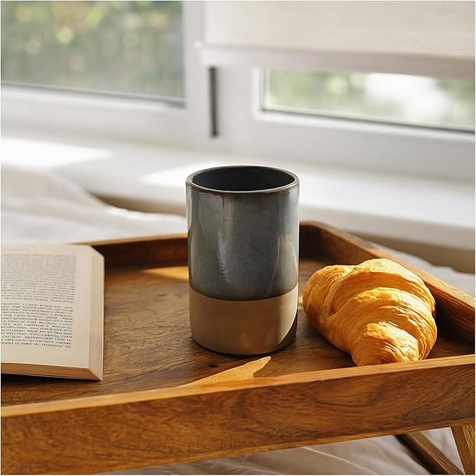 Handmade Ceramic Coffee Mug 12 oz – Handleless Stoneware Cup for Coffee, Tea & Latte – Modern Minimalist Design, Microwave & Dishwasher Safe – Gift Mug for Home & Office (Set of-10)