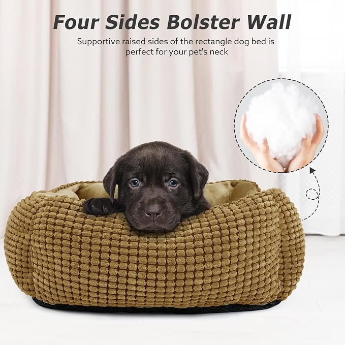 MIXJOY X-Large Dog Bed for Large, Medium, Small Dogs - Rectangle, Washable, Orthopedic, Soft Calming Sleeping Puppy Bed - Durable Pet Cuddler with Anti-Slip Bottom - XL (35"x25"x9")