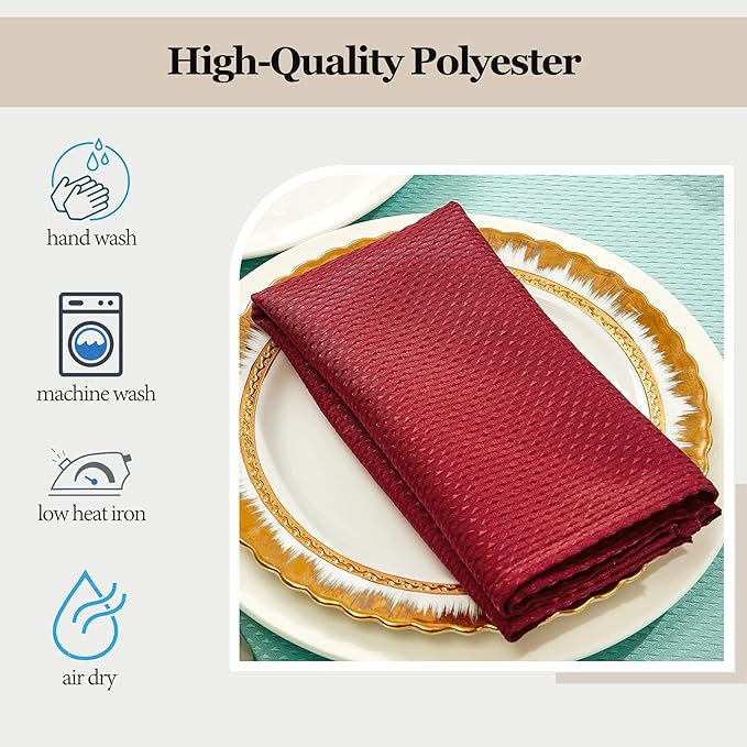 Mebakuk Cloth Napkins Set of 12, Premium 17 x 17 Inch Solid Washable Small Triangle Weave Napkins, Soft Table Napkin for Wedding Party Restaurant Dinner Parties