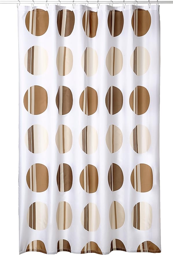 Kleine Wolke Point PVC Free Fabric Shower Curtain 70.9x78.7in [180x200cm] (Toffee)