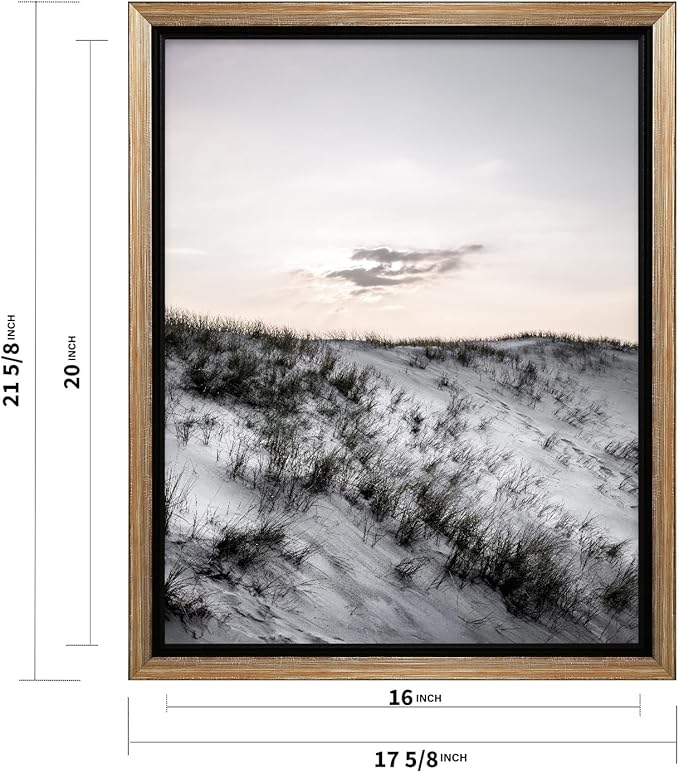 Monem Art Snowy Sand Dunes Landscape Print - Minimalist Winter Nature Poster - Wall Decor for Living Room, Bedroom or Office - 16x20 Silver Framed CANVAS Wall Art by Mareike Bohmer