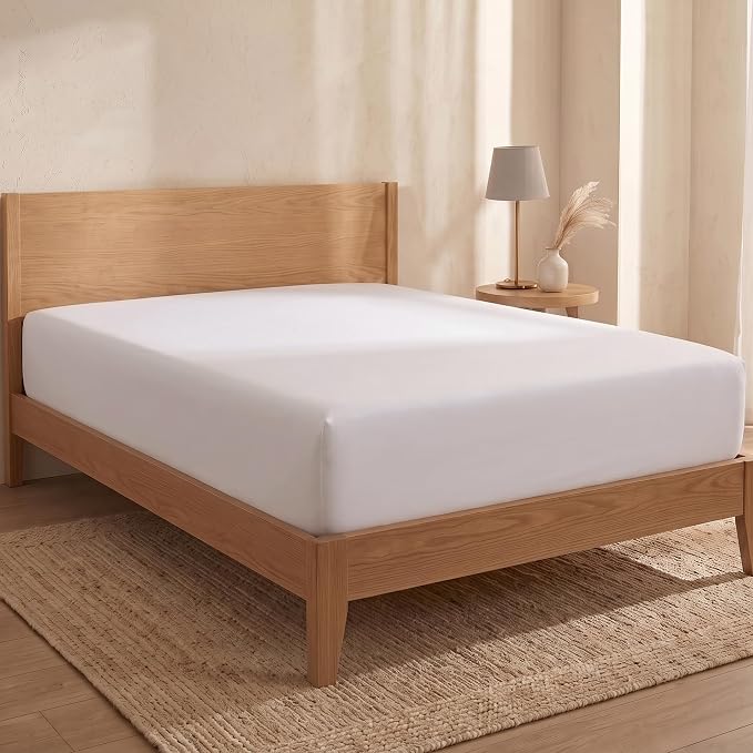 BIOWEAVES 100% Organic Cotton 1 Twin XL Fitted Sheet Only | 300 Thread Count Sateen Weave GOTS Certified with Deep Pocket - White