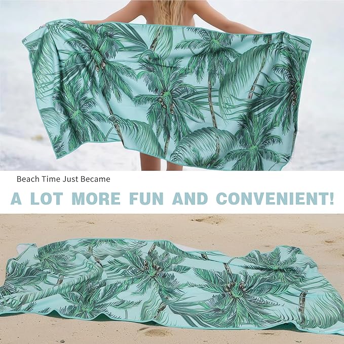 Microfiber Waffle Beach Towels,Ultra Soft and Sand Free Beach Essentials,High Absorbent Pool Towels,Quick Dry Light Weight Oversized Large Towels for Travel Camping Beach Accessories