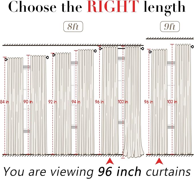 XTMYI 70 Inch Wide White Back Tab/Hook Belt Linen Cotton Sheer Curtains for Bedroom,2 Panels,96 Inch Length