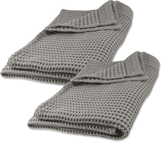 GILDEN TREE Waffle Bath Sheet Quick Dry Towel, Thin Luxury Bath Towels, 40x80 Large Bath Towels 2 Pack Bath Sheets, Modern Style (Pewter)