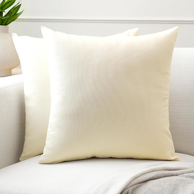 Encasa XO Throw Pillow Covers 22x22 in Set of 2 Natural | No Inserts | Cotton Pillow Covers for Living Room, Bed, Sofa, Couch | Decorative Cushion Covers with Improved Zipper