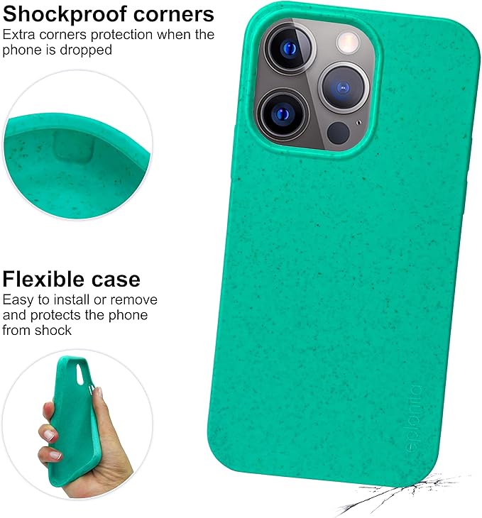eplanita Eco Mobile Phone Case Compatible with iPhone 13 Pro Max, Plant Fiber, Drop Protection Cover, Durable and Sustainable (for iPhone 13 Pro Max, Mint)