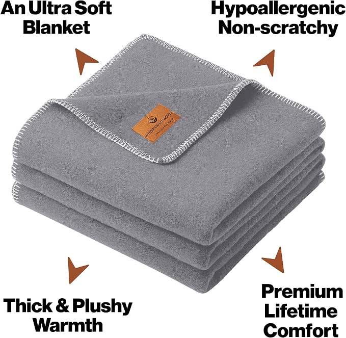 Whispering Winds 100% Wool Blanket, Premium Twin Size (62"x84") | Soft, Warm, Thick, Comfortable, For Bed, Couch, Home, Car, Camping, Outdoors, Survival