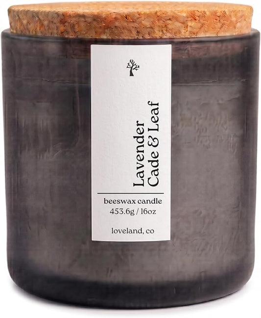 Aspen & Oak Luxury Beeswax Candle 16oz - Long Burning Pure Beeswax Candles, Non Toxic, Natural, Clean, Essential Oil Scented Organic Candles, Home Decor & Gifts - Lavender Cade & Leaf