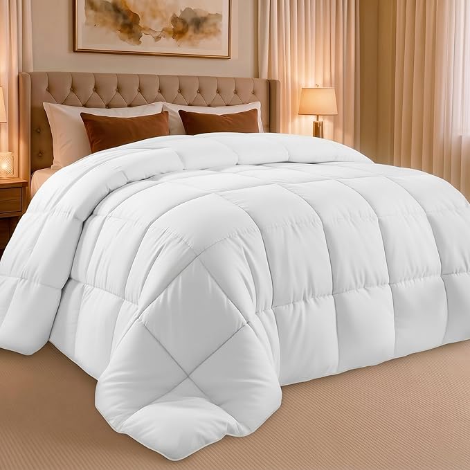 Utopia Bedding Full Comforter Duvet Insert, Quilted White Comforter with Corner Tabs, Box Stitched Down Alternative Comforters Full Size 82 x 86 inches