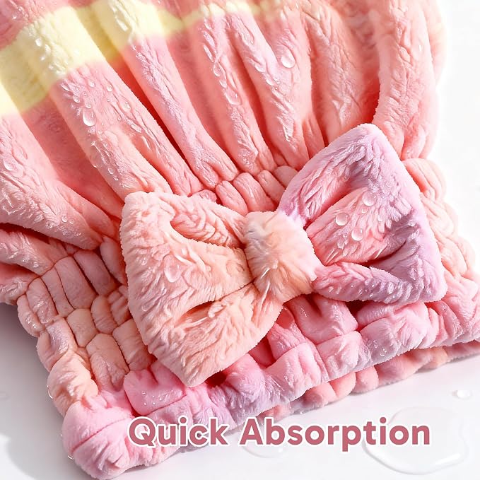 2Pcs Hair Towel Wrap for Women, Microfiber Hair Towel, Soft Coral Fleece Quick-Drying Hair Wrap Towels, Lightweight and Absorbent for Wet Hair, Perfect for Home and Salon Use