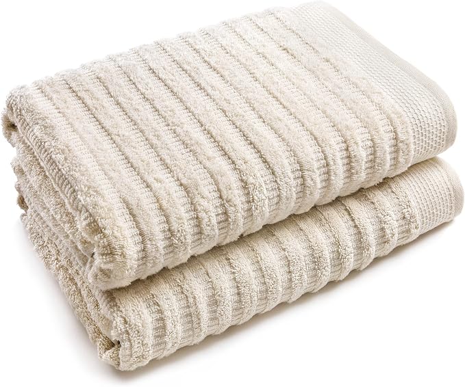 Softerry Pure Organic Cotton Bath Towel Set - 100% Soft Cotton - Extra Absorbent and Durable - 500 GSM Quick Dry - Luxury Hotel & Spa Quality - Fade Resistant - (Natural, Set of 2 Bath)