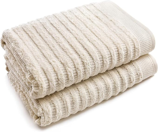 Softerry Pure Organic Cotton Bath Towel Set - 100% Soft Cotton - Extra Absorbent and Durable - 500 GSM Quick Dry - Luxury Hotel & Spa Quality - Fade Resistant - (Natural, Set of 2 Bath)