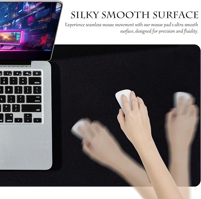 ALOANES Large Gaming Mouse Pad with Non-Slip Rubber Base,Stitched Edge,Desk mat for Laptop,Computer & PC, Wristing Pad for Gamer,Office & Home, 35.4"x 15.7"x 0.12", Black