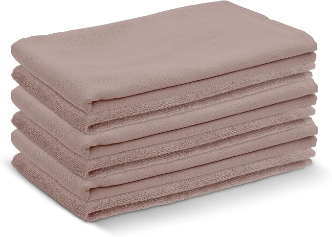 DG Collections Terry Dish Towels, 100% Cotton Kitchen Towels, Set of 6 (18x28 inch) Hand Towels - 400 GSM, Absorbent Terry Cloth Dish Towels for Kitchen, Soft Tea Towels - Pink Color