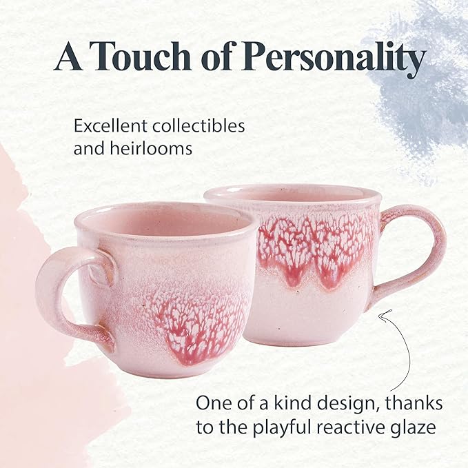 Portmeirion Minerals 12 oz Rose Quartz Mug – Durable Stoneware Coffee Cup with Reactive Glaze Finish, Stylish Ceramic Mug, Gift for Mom on Mother’s Day, Cozy Brunch Mornings & Café Style Home Use