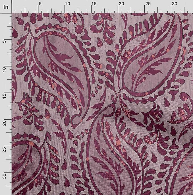 Soimoi Asian Paisley Print - Pink, Canvas Fabric Material - 56 Inch Wide, 1 Yard, Unstitched Fabric for Upholstery, Bags, Workwear and Outdoor Gear.