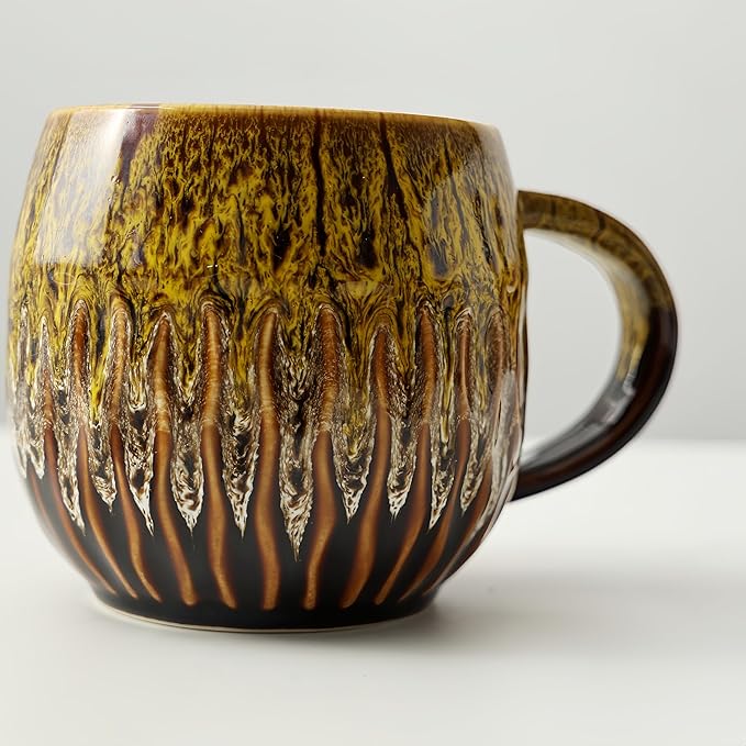 20oz Large Coffee Mug - Unique Handcrafted Look Ceramic Cup, Large Tea Mug, Microwave & Dishwasher Safe (yellow)
