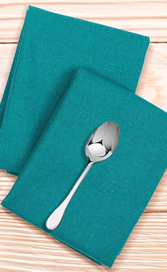Cotton Dinner Napkin 18x18 inch Teal, Everyday, Wedding, Cocktail, Tailored with Mitered Corners & Generous Hem, Easy Care