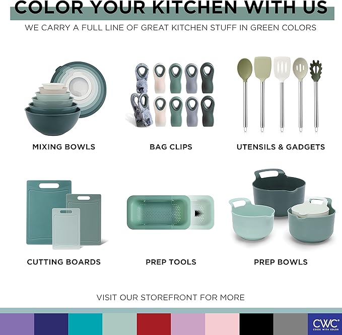 COOK WITH COLOR Non-Slip Cutting Board Set – Kitchen Essentials with Easy Grip Handle for Meat, Veggies, and Fruits, 3 Cutting Boards, Bamboo Non-Slip Sage