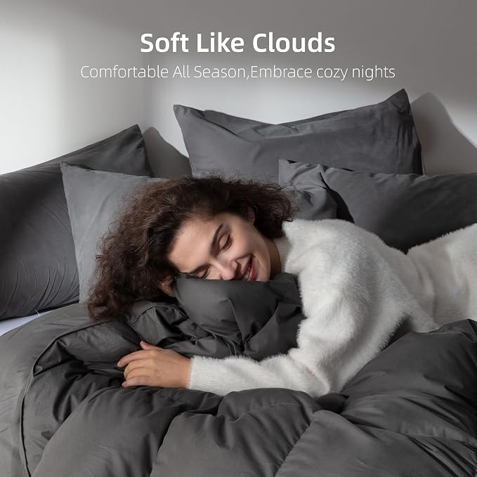 Goose Feather Down Comforter Twin Size,100% Organic Cotton Duvet Insert,All-Season Luxury Duvet Insert with Baffle Box Design, 750+Fill Power Hotel Collection Bedding Comforter