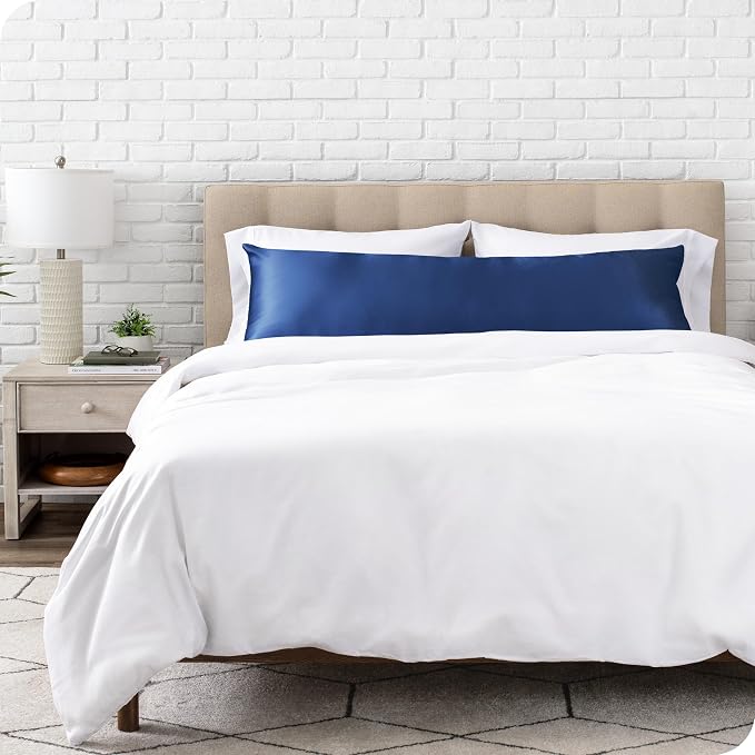 Bare Home 100% Mulberry Silk Pillowcase for Hair and Skin - Ultra Premium 6A Grade 19 Momme Silk Pillow Case - Hidden Zipper - Breathable Cooling Pillow Cover (Body, Dark Blue)