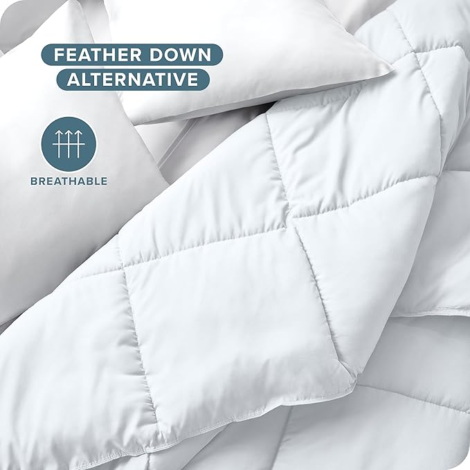 Bare Home Duvet Insert Comforter - Queen Size - Goose Down Alternative - Ultra-Soft - Premium 1800 Series - All Season Warmth - Bedding Comforter (Queen, White)