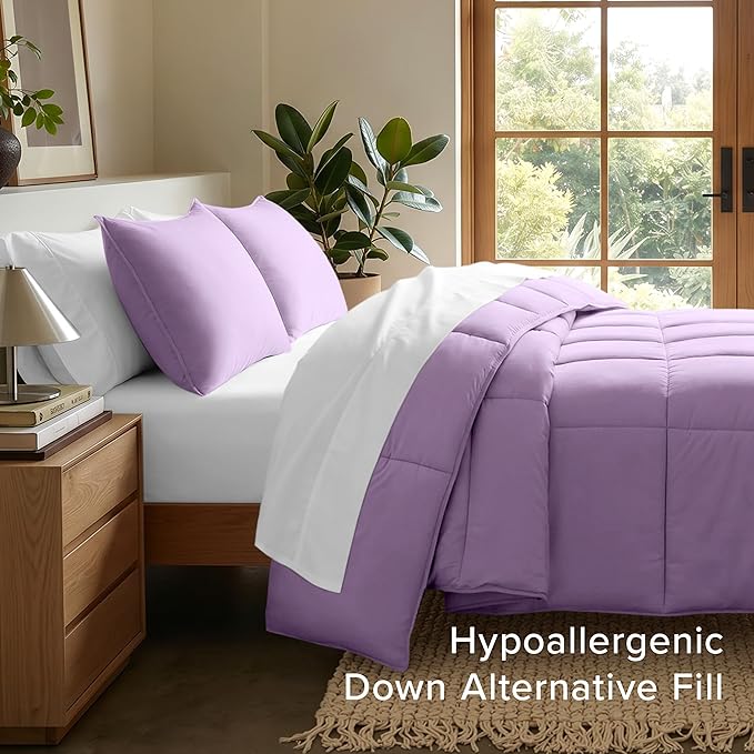Bare Home Comforter Set - Oversized King Size - Ultra-Soft - Goose Down Alternative - Premium 1800 Series - All Season Warmth (Oversized King, Lavender)