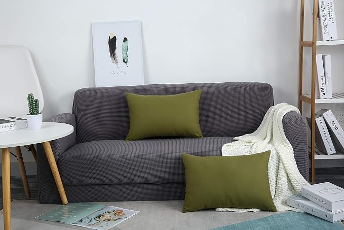 TangDepot 100% Cotton Solid Throw Pillow Cover 12x20 Olive Green | 100% cotton, same-color zip, machine wash & air dry. For living room, bedroom, office, car. 42 colors, 120 sizes. Cover only.