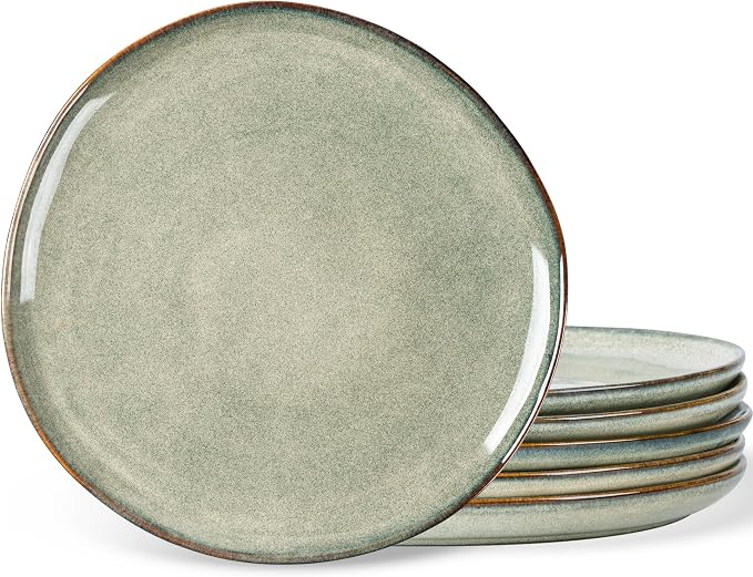 AmorArc Ceramic Plates Set of 6,8.5 Inch Handmade Reactive Glaze Stoneware Plates set for Dessert,Salad,Appetizer,Small Dinner Plates,Microwave & Dishwasher Safe,Scratch Resistant