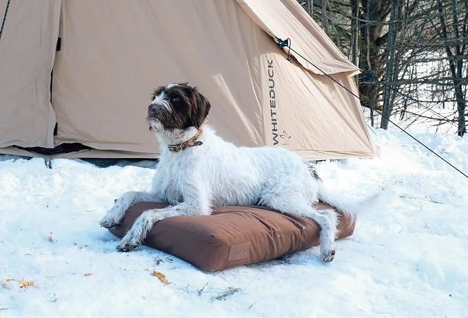 WHITEDUCK Outdoor Dog Bed Heavy-Duty 12oz Canvas, Water-Repellent Cotton, Machine Washable Removable Cover with Full-Length Zipper, Dog Bed for Large Dogs & Crate, (Olive) 35" Lx20 Wx4.3 th (M)