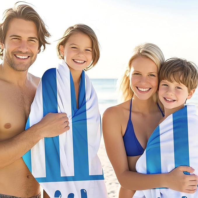 JML Personalized Beach Towel with Name, Custom Cabana Stripe Beach Towel, Customized Microfiber Pool Towel, Quick Dry & Absorbent Swim Towel for Adult,Mother's Day, Birthday, Summer Holiday,Vacation