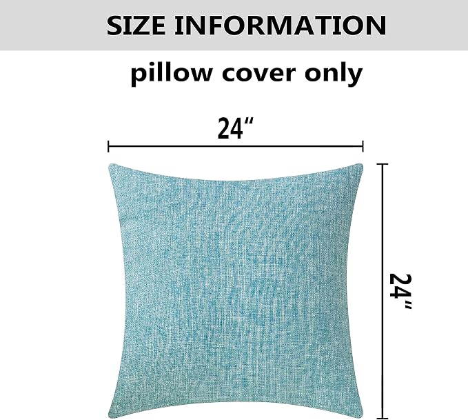 Home Brilliant 24 x 24 Throw Pillow Covers Faux Linen Euro Pillow Cover Cushion Covers for Pario Couch Bench Floor, 24 x24 inch (60cm), Set of 2, Teal