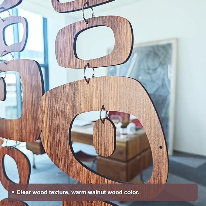 16PCS Retro Mid Century Modern Wall Art MCM Decor for Living Room Bedroom Kitchen Study, Walnut Wood Texture 16.5"x51.3"