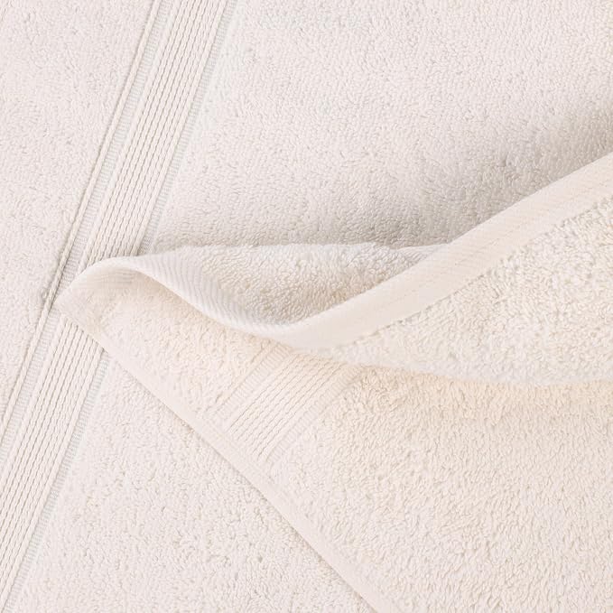 Superior Oregon Organic Cotton 12 Piece Towel Set, Heavyweight Towels for Bathroom Daily Use, Absorbent, Plush Eco-Friendly Bath Essentials, Includes 4 Bath, 4 Hand, 4 Face Towels, Ivory