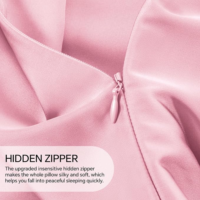 INFIIXSO Mulberry Silk Pillow Cases King Size Set of 2, Silk Pillowcase with Hidden Zipper 20"x36", Extraordinary Smooth and Soft Pillow Case for Hair and Skin(Pink, 2 Pack)