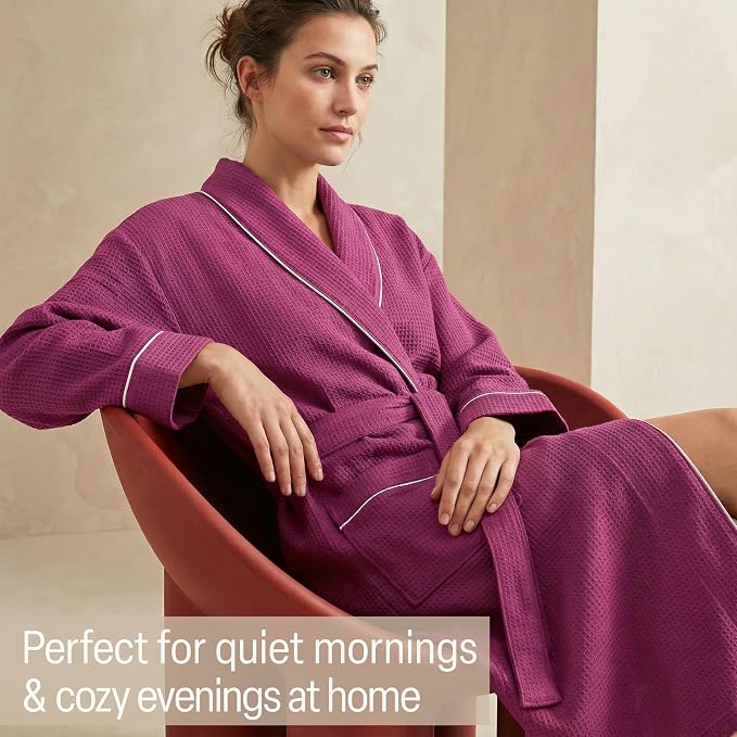 Get Trend Waffle Robes for Women S-2XL, Lightweight Soft Bathrobes, Cozy Loungewear House Coat for Spa, Shower & Hotel